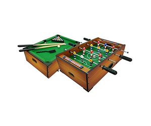 Sport One Sport1 mini Calcetto e biliardo da appoggio, Gioco da tavolo 2 in 1, Calcetto balilla misure 51x31x15cm a 4 aste con segnapunti e 2 palline, Piccolo bigliardino da casa, Idea regalo, Legno