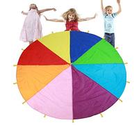 Sport per bambini Team building Paracadute per gioco di squadra Gioco a paracadute con maniglie(6M)Paracadute arcobaleno multicolore I bambini giocano a paracadute Children'S Insect Trappers, Viewers