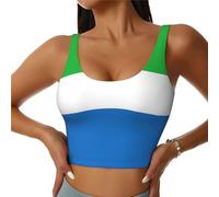 Sport Sierra Leone Flag Bras Donne Ad Alto Impatto Reggiseno Copertura Completa Rimovibile Pads Donne Base Crop Top Tank, Nero , S