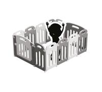 Sport1 Box pieghevole salvaspazio. Box neonato per gioco protetto. Box bambini con 12 componenti. Recinto bambini con chiusura, resistente e antiscivolo. Recinto neonato interno/esterno grigio/bianco