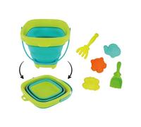 Sport1 Secchiello salvaspazio con formine. Set Spiaggia. Secchiello da Spiaggia. Giochi Spiaggia Secchio Pieghevole, formine, Paletta e rastrello. Set Mare. Giochi da Spiaggia. Giochi da Viaggio.