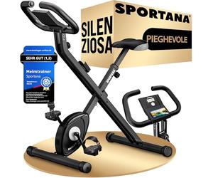SPORTANA® Cyclette per Casa EAGLE 2 con Display LCD, 2in1 Cyclette Pieghevole Salvaspazio, Home Trainer con 16 Livelli di Resistenza, Ideale per Fitness Domestico