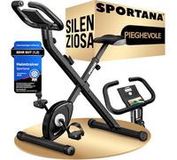 SPORTANA® Eagle, cyclette 4 in 1, ergometro per resistenza, pieghevole, display LCD, altezza regolabile, con fasce per il fitness, cyclette, allenamento e indoor