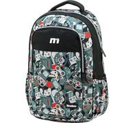 Sportandem Tandem Zaino Scuola 27L con Scomparto per Notebook Tasca Frontale e Laterale per Bottiglia, Ergonomico e Adattabile a Carrello, Nero Grigio Rosso