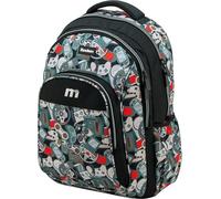 Sportandem Tandem Zaino Scuola Doppio Scomparto con Tasca per Notebook Organizer Frontale e Tasca Laterale per Bottiglia, Nero Grigio Rosso 23L