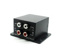 SPORTARC Commutatore audio stereo RCA, regolatore di bassi per sistema audio auto, selettore manuale con 2 ingressi e 1 uscita, con regolazione del guadagno e della frequenza, nero