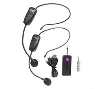 SPORTARC Set di microfoni senza fili, UHF microfono wireless ricaricabile tramite USB, di cuffie doppie per altoparlanti da palcoscenico per insegnare il discorso (U12F)