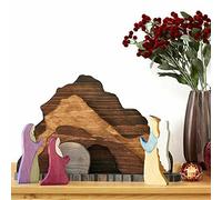 SPORTARC Set di presepe in legno pasquale scena di risurrezione decorazione in legno croce ornamento per la casa