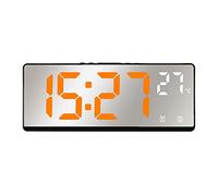 SPORTARC Sveglie da comodino, a controllo vocale, a LED, orologio digitale a batteria, con snooze, data, temperatura, ora, 12/24 ore (arancione)