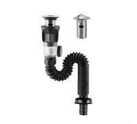 SPORTARC Tubo flessibile di scarico, deodorante per lavabo, tubo di scarico telescopico per lavabo, raccordi dritti per scarico a parete 300-900 mm (nero)