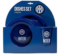 Sportbär Trading & Merchandising Lunch Set Piatto Fondo, Piatto Piano e Bicchiere. Prodotto Ufficiale Inter F.C.