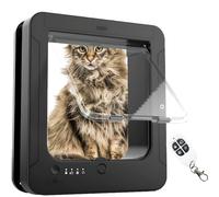 Sportello per Gatti con Microchip, Porta Intelligente per Gatti, con 2 Collari Sensore E 1 Telecomando, Dimensioni Apertura: 7,7 * 8,3 Pollici, per Gatti E Cuccioli (Nero)