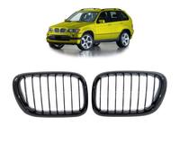 Sportgrill Kühlergrill Single Wabengitter per BMW X5 E53 00-03 Nero Lucido