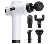 SPORTINATOR® Level Up Pistola massaggiante con vari accessori e custodia per il trasporto, massaggiatore elettrico manuale con connettore USB-C e schermo LCD (bianco)