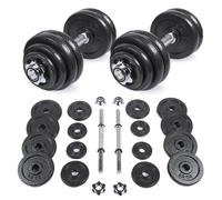 SPORTINATOR® Set di manubri "Machine" da 20 kg con valigetta, allenamento efficace per tutto il corpo a casa o in viaggio. Ghisa di alta qualità e acciaio legato per la massima durata (30 kg)