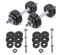 SPORTINATOR® Set di manubri "Machine" da 20 kg con valigetta, allenamento efficace per tutto il corpo a casa o in viaggio. Ghisa di alta qualità e acciaio legato per la massima durata (15 kg)
