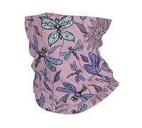 Sportiva Bandana, Protezione del Viso Beautiful Print with Butterflies And Dragonflies Pink Unisex Sciarpa al Collo per Yoga Adulto Outdoor