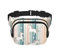 sportivo a doppio strato con motivo a cavallo con un corno quadrato, a strisce arcobaleno, grande borsa a tracolla per corsa, viaggio, camminata