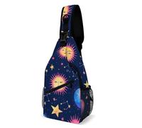 Sportivo Borsello Uomo Space Galaxy Constellation Sun Moon Stars Pattern Borsa A Tracolla Sul Petto Antifurto,Moda Tattico Borsetta per Outdoors Alpinismo Donna