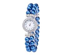 sportivo orologio Orologio con doppia fila di perle, orologio al quarzo con diamanti rotondi, quadrante piccolo, orologio casual, è un regalo decorativo squisito for le donne elegante orologio(Blauw)