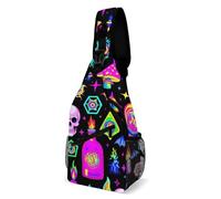Sportivo Zaino Monospalla Goth Gothic Skull Mushroom Magic Witch Witchy Borsa A Tracolla Tattica Multifunzionale,Unisex Petto Borsa per Donna Viaggio Trekking