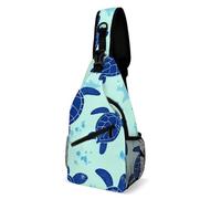 Sportivo Zaino Monospalla Ocean Animal Teal Blue Sea Turtles Borse Petto Portatile,Multifunzionale Borsa A Spalla Uomo per Alpinismo Palestra Ciclismo
