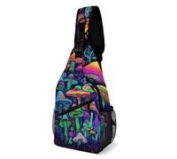 Sportivo Zaino Monospalla Trippy Mushrooms Art Borsa Sul Petto Libero,Multiuso Zainetto per Uso Quotidiano Alpinismo Viaggio