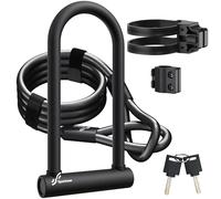 Sportneer Lucchetto per bicicletta, 18 mm, ad alta resistenza, con cavo in acciaio ad alta sicurezza da 180 cm, supporto stabile e chiave, lucchetti antifurto per bici da corsa, e-bike, 29 x 16 cm