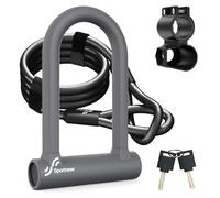 Sportneer Lucchetto per bicicletta: lucchetto a D da 17 mm con cavo in acciaio ad alta sicurezza da 1,2 m, staffa di montaggio robusta e serratura antifurto per bici da strada, bici elettrica