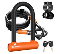 Sportneer Lucchetto per bicicletta: lucchetto a D da 17 mm con cavo in acciaio ad alta sicurezza da 1,2 m, staffa di montaggio robusta e serratura antifurto per bici da strada, bici elettrica