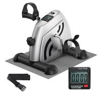 Sportneer Pedali per anziani, mini cyclette con display LCD, attrezzi per il fitness per la casa - bici da tavolo, ergometro, anziani, braccia e gambe per anziani con tappetino antiscivolo (argento)