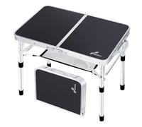 Sportneer Tavolo da Campeggio Regolabile in altezza con uno Strato in Rete, Tavolo da Campeggio Pieghevole Portatile 60 x 40 cm per Campeggio all'Aperto, Picnic, Spiaggia, Cortile, 2 Altezze, Nero