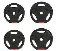SPORTNOW 15-30 kg Set di 4 Dischi Pesi e 2x5 con Foro da 2.5 cm Nero | Pesi per Bilancieri, 3 Impugnature, Allenamento Casa e Palestra, Polipropilene e Sabbia, Dischi Palestra