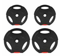 SPORTNOW 15-30 kg Set di 4 Dischi Pesi e 2x5 con Foro da 2.5 cm Nero | Pesi per Bilancieri, 3 Impugnature, Allenamento Casa e Palestra, Polipropilene e Sabbia, Dischi Palestra