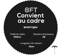 SPORTNOW 8ft Tappeto di Ricambio Trampolino, 42 Ganci a V, Nero