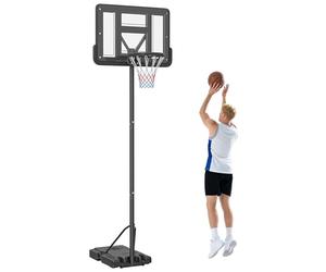 SPORTNOW Canestro Basket ad Altezza Regolabile per Giardino e Piscina con Base Riempibile e Spazio per Palla, in Acciaio, Plastica e HDPE, 110x75x195-370 cm, Nero