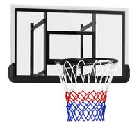 SPORTNOW Canestro Basket Esterno a Parete 110x90 cm, Nero | Tabellone Basket Esterno Infrangibile a Muro, Bordo in Acciaio, Cerchio Resistente Ø45 cm, Rete, per Interno Adulti