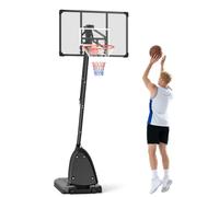 SPORTNOW Canestro Basket Regolabile in Altezza da 293-350 cm Portatile | Tabellone e Ruote, in Acciaio, Adatto per Interno Esterno, Nero e Rosso