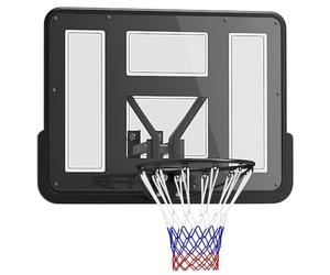 SPORTNOW canestro con tabellone per esterni e interni, tabellone da basket con canestro in acciaio Ø45 cm e rete, montaggio a parete, tabellone da basket per adulti, 110 x 80 x 75 cm, nero