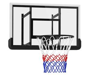SPORTNOW canestro con tabellone per esterni e interni, tabellone da basket con canestro in acciaio Ø45 cm e rete, montaggio a parete, tabellone da basket per adulti, nero