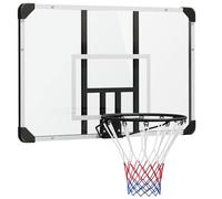 SPORTNOW Canestro da basket con parete posteriore, da basket da esterno con cestello in acciaio e rete Ø 45 cm, montaggio a parete, per bambini, adolescenti, adulti, bianco