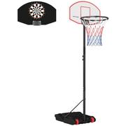SPORTNOW Canestro da basket da esterno con ruote 210-247 cm Nero | Dartboard, altezza regolabile, canestro portatile, base riempibile, per adolescenti e adulti, interno.