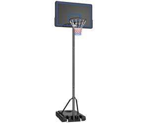 SPORTNOW Canestro da Basket su Supporto con Altezza Regolabile da 1,35 a 3,05 m con Ruote, Base per Zavorra e Sacco di Sabbia, Blu Aosom Italy