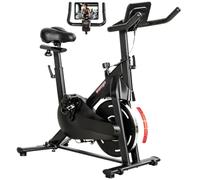 SPORTNOW Cyclette da Casa con Resistenza Magnetica 0-100% Regolabile | Cyclette per Casa, Silenziosa, Sella e Manubri Regolabili, Volano da 6 kg, Schermo LCD, Supporto per Tablet, Ruote, Max 120kg