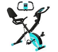 SPORTNOW Cyclette pieghevole con schienale per cyclette silenziosa con 8 livelli di resistenza magnetica sella regolabile volante display LCD cardiofrequenzimetro e banda carico 110 kg verde