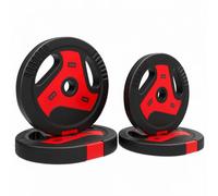 SPORTNOW Dischi pesi 15 kg, set da 4 pezzi, nero e rosso | Dischi pesi standard riempiti di sabbia con maniglie e foro centrale da 2,5 cm, ideali per l’allenamento di forza in casa