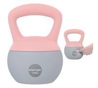 SPORTNOW Kettlebell 12 kg, Kettlebell morbido con riempimento di sabbia metallica e impugnatura antiscivolo, per l'allenamento domestico di bodybuilding, fitness, rosa e grigio