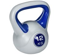 SPORTNOW Kettlebell 12kg in PU e Sabbia con Base Piatta e Impugnatura pratica per Stacchi, Squat e Sollevamenti, 24x17x28 cm, Blu Aosom