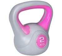 SPORTNOW Kettlebell 2kg in PU e Sabbia con Base Piatta e Impugnatura pratica per Stacchi, Squat e Sollevamenti, 18x10x20 cm, Rosa