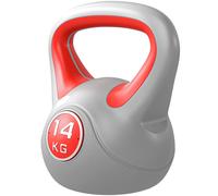 SPORTNOW Palestra Kettlebell 14kg in PU e Sabbia con Base Piatta e Impugnatura pratica per Stacchi, Squat e Sollevamenti, 26x18x32 cm, Rosso